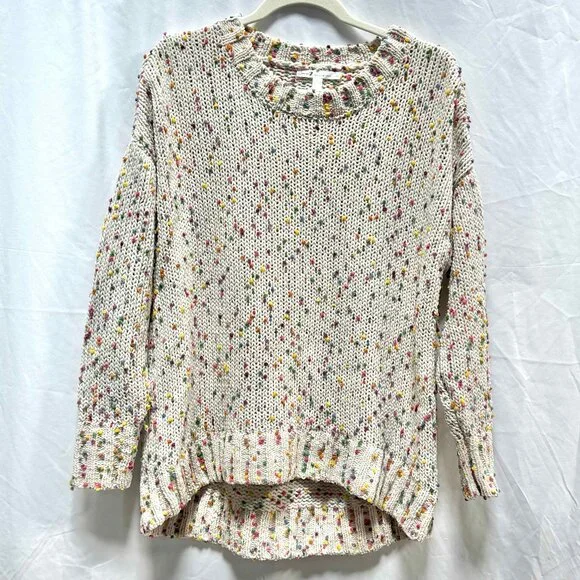 Seven7 Confetti Pom Pom Crew Neck Sz SMALL - Picture 1 of 7